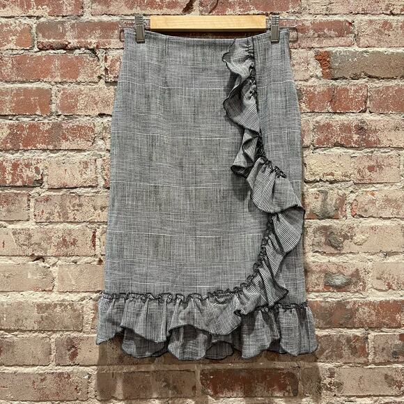 Rebecca Taylor Plaid Ruffle Skirt Size 2 - Picture 2 of 9